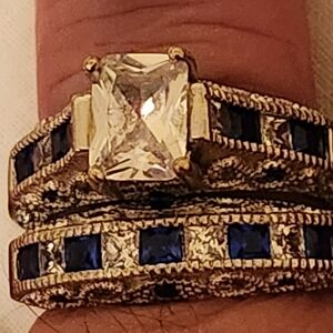 10KT White Gold and CZ Engagement & Wedding Ring Set